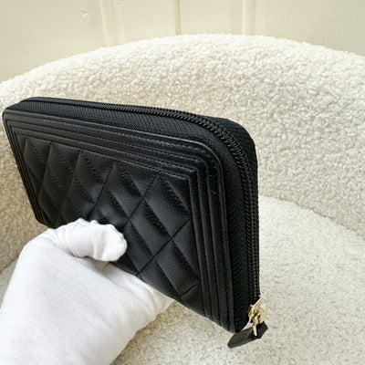 Chanel Boy Zippy Long Wallet in Black Caviar and GHW