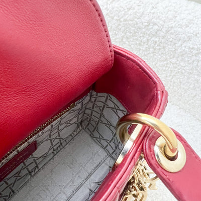 Dior Mini Lady Dior in Cherry Red Lambskin and GHW