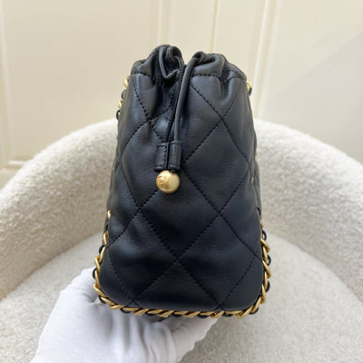 Chanel Seasonal Chains Drawstring Bag in Black Lambskin AGHW