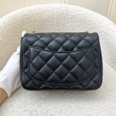 Chanel Classic Mini Square Flap in Black Caviar and LGHW (Model: A35200)