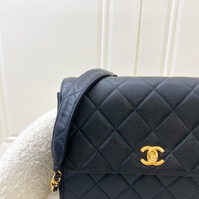 Chanel Vintage Medium Square Flap in Black Caviar and 24K GHW