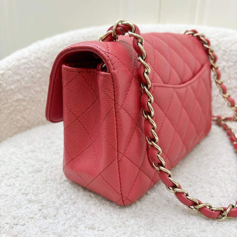 Chanel Classic Mini Rectangle Flap in 17C Dark Pink Caviar LGHW