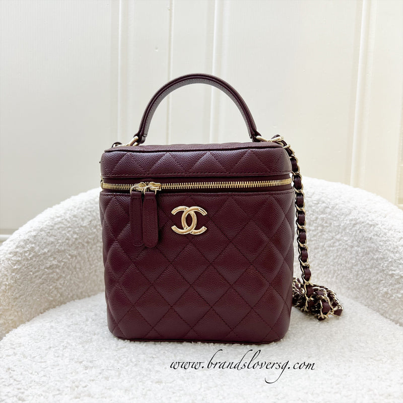 Chanel Top Handle Vanity Case in 21B Burgundy Red Caviar and LGHW