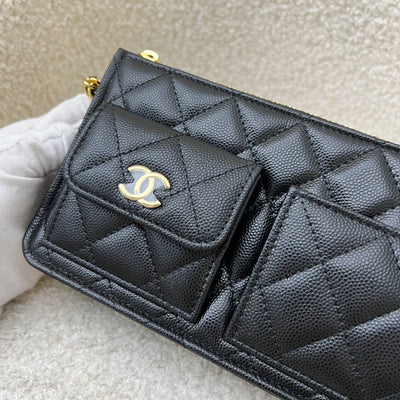 Chanel Wristlet Clutch in Black Caviar and GHW