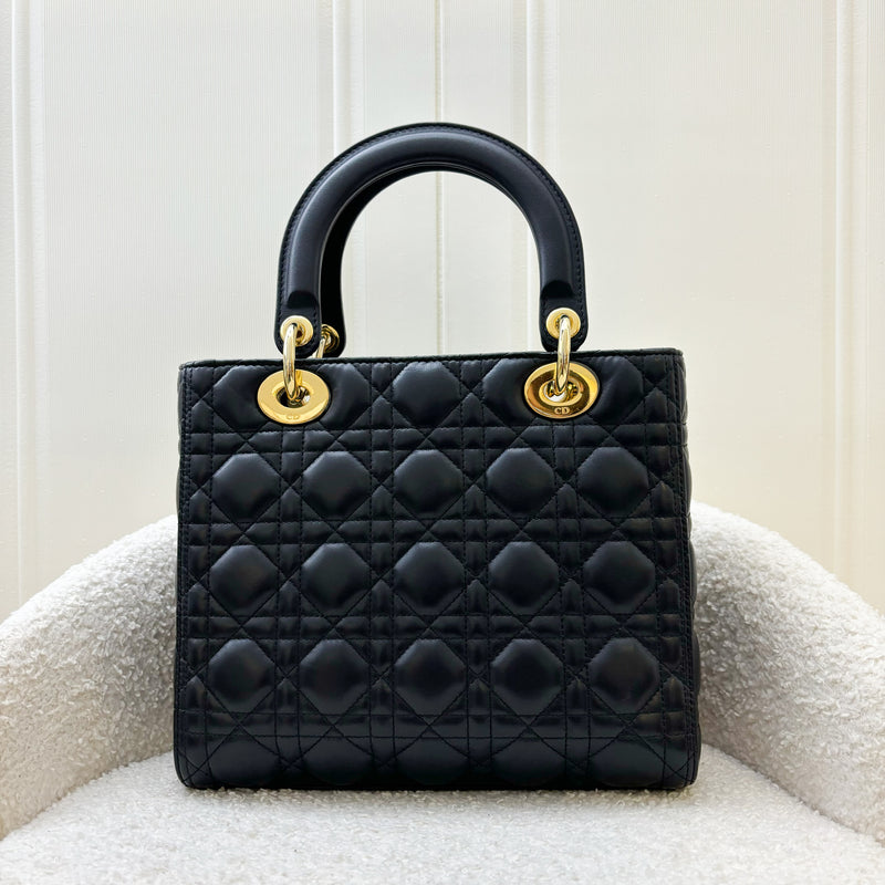 Dior Medium Lady Dior in Black Lambskin and GHW