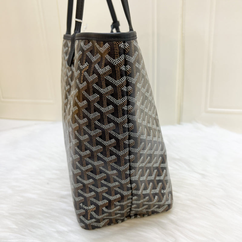 Goyard Saint Louis PM Tote in Black Signature Goyardine Canvas