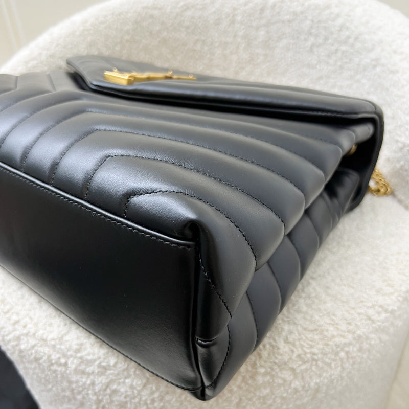 Saint Laurent YSL Medium LouLou Bag in Quilted Black Calfskin and GHW