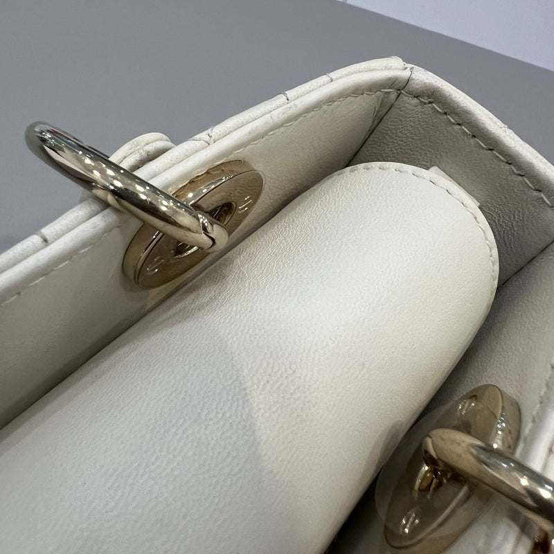 Dior Micro Lady D-Joy Bag in White Cannage Lambskin and LGHW