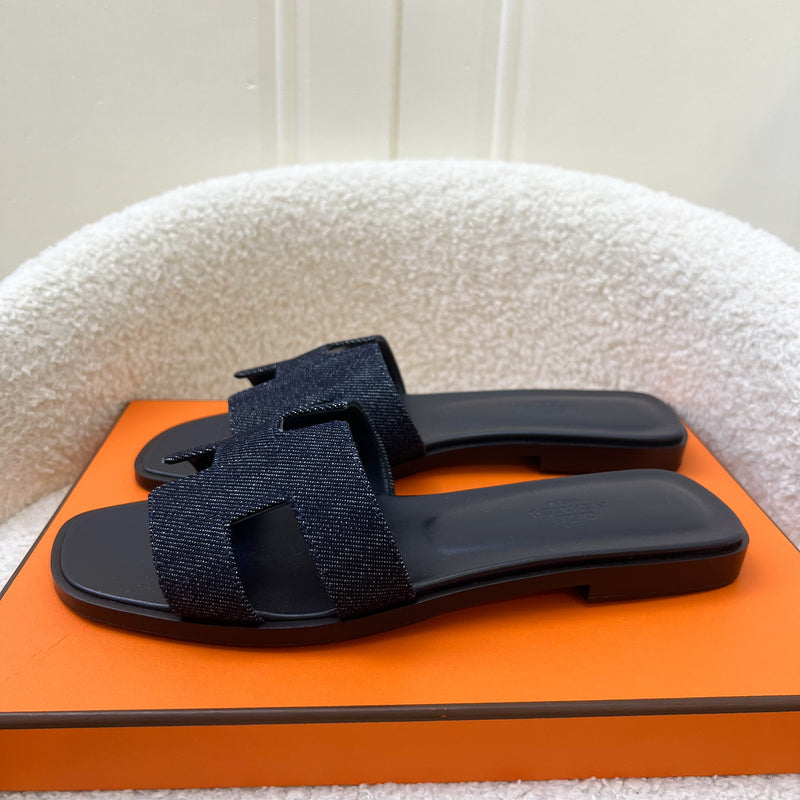 Hermes Oran Sandals in Dark Denim Sz 37.5