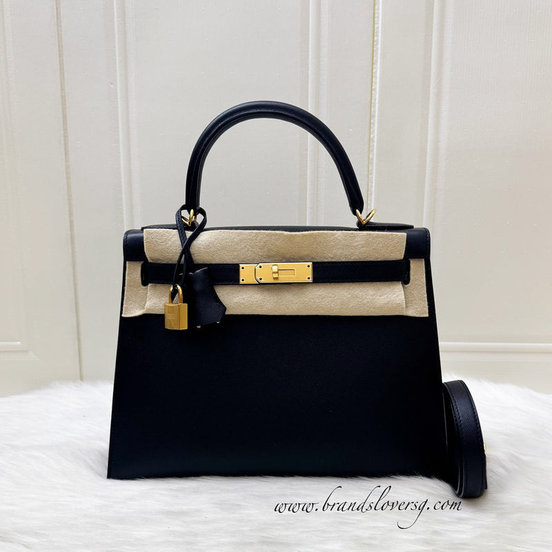 Hermes Kelly 28 Sellier in Black Noir Madame Leather and GHW