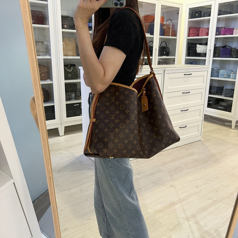 LV Carryall MM Hobo Bag in Monogram Canvas and GHW