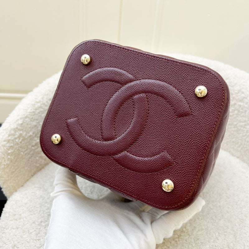 Chanel Top Handle Vanity Case in 21B Burgundy Red Caviar and LGHW