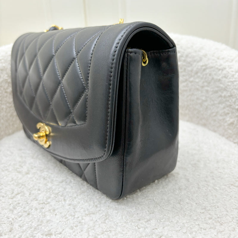 Chanel Small 22cm Diana Flap in Black Lambskin and 24K GHW