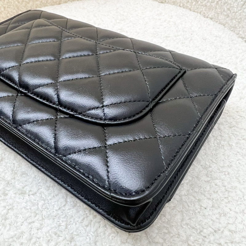 Chanel Classic Wallet on Chain WOC in Black Lambskin and GHW