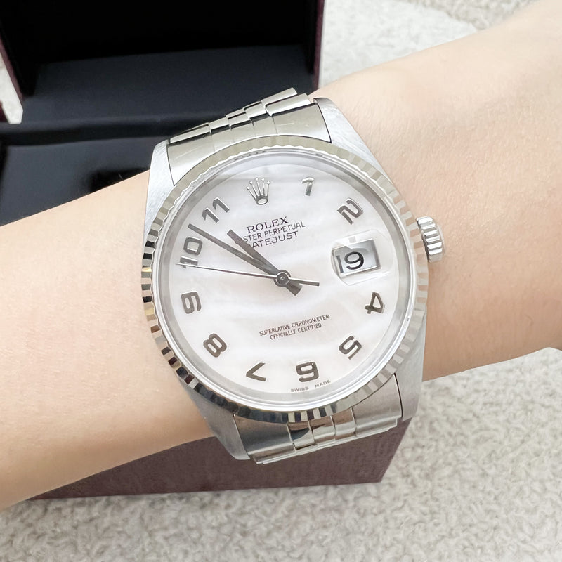 Rolex Datejust 36 (36mm) with Mother of Pearl Dial,18K White Gold Fluted Bezel with Jubilee Link Bracelet (16234)