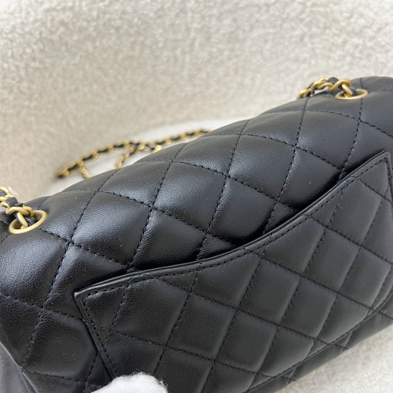 Chanel 22S Pearl Crush Mini Rectangle Flap in Black Lambskin and AGHW