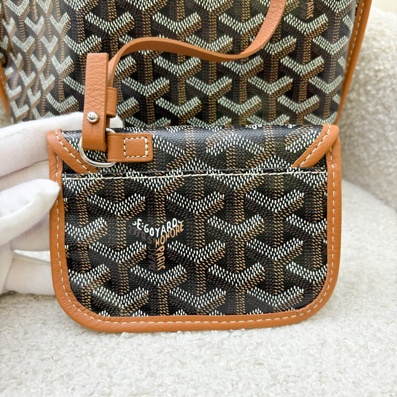 Goyard Mini Anjou in Black Goyardine Canvas with Camel Trim