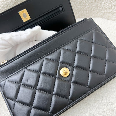 Chanel Pearl Crush Wallet on Chain WOC in 23K Black Stiff Lambskin and AGHW