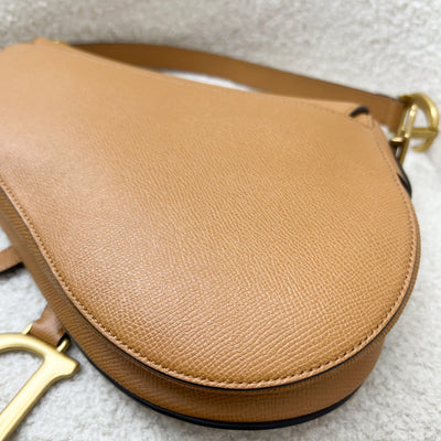 Dior Medium Saddle Bag in Amber Grained Calfskin and AGHW