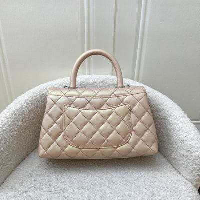 Chanel Small 24cm Coco Handle in 21K Iridescent Pink Caviar and Rainbow HW