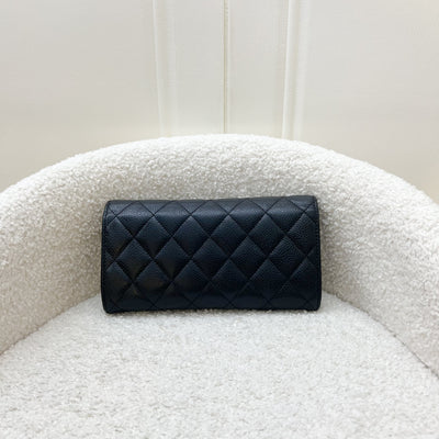 Chanel Classic Long Wallet in Black Caviar and GHW