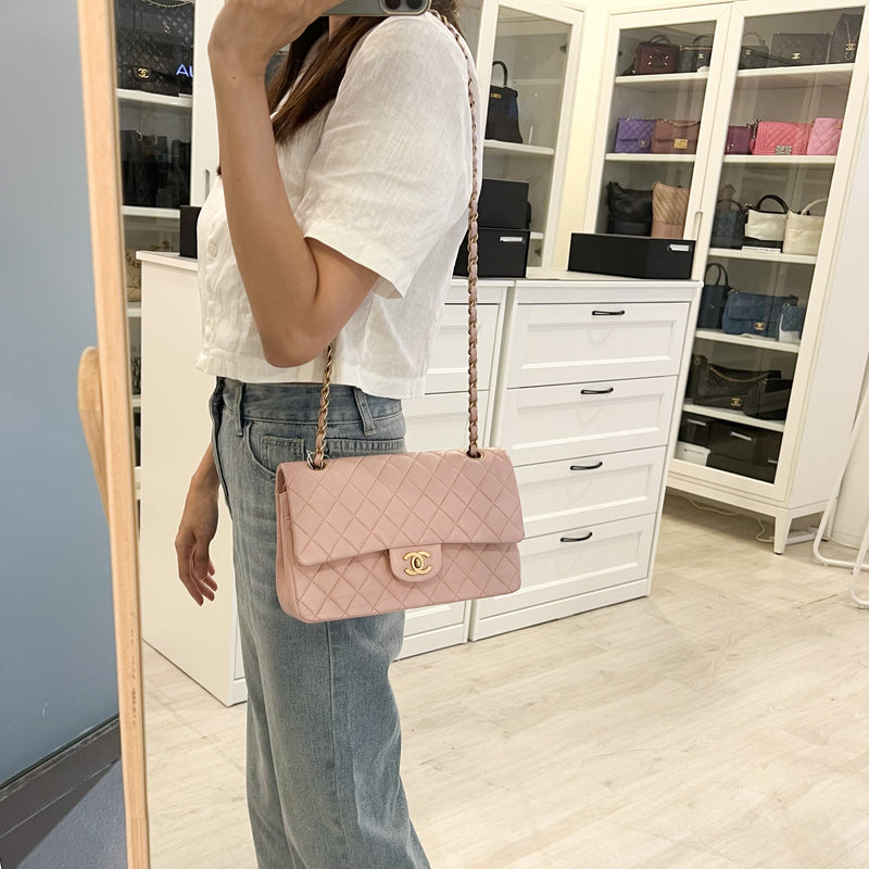 Chanel Vintage Medium Classic Flap CF in Sakura Pink Lambskin and AGHW