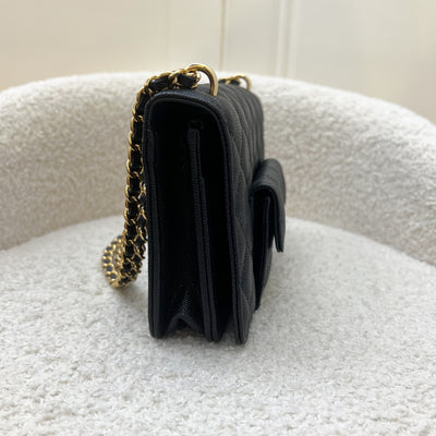 Chanel 22A Seasonal Wallet on Chain WOC in Black Caviar and GHW