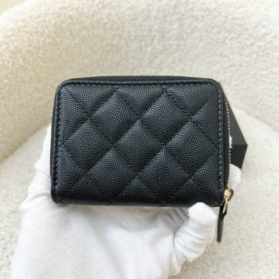 Chanel Card Holder / Coin Wallet in Black Caviar and LGHW