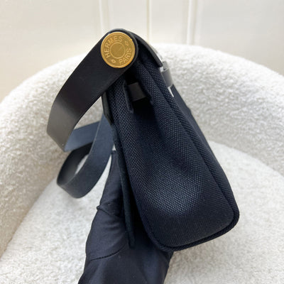 Hermes Mini Herbag Retourne in Noir Black Toile Militaire Canvas, Black Vache Hunter Leather and GHW
