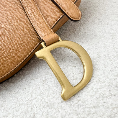 Dior Medium Saddle Bag in Amber Grained Calfskin and AGHW