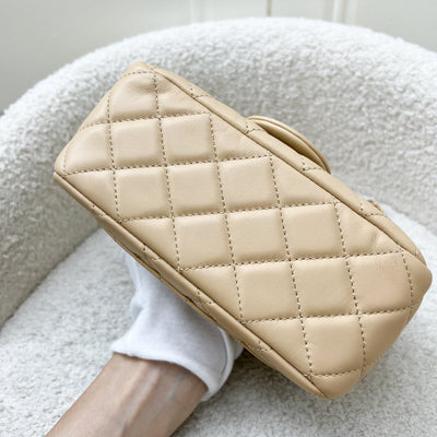 Chanel Pearl Crush Mini Square Flap in 22C Beige Lambskin AGHW