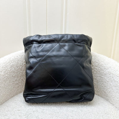 Chanel 22 Mini Hobo Handbag in Black Shiny Calfskin and SHW