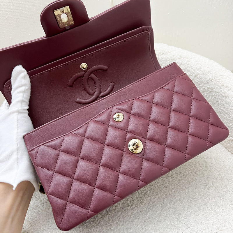 Chanel Small Classic Flap CF in Burgundy Lambskin and LGHW