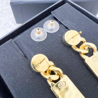 Chanel 21C Gold Bar Dangling Earrings with Crystal in GHW