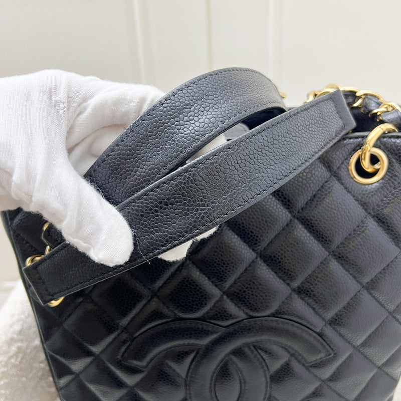 Chanel Petite Shopping Tote PST in Black Caviar and GHW