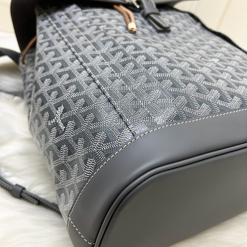 Goyard Alpin MM Backpack in Grey Goyardine Canvas and SHW