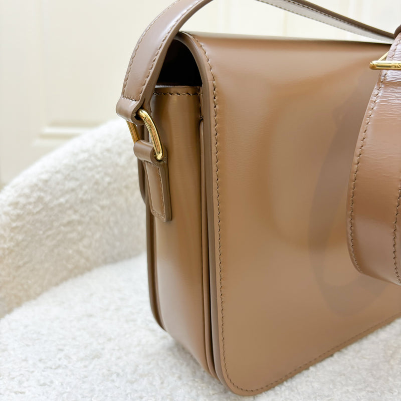 Celine Classique Triomphe Flap Bag in Bronze (Caramel) Shiny Calfskin and GHW