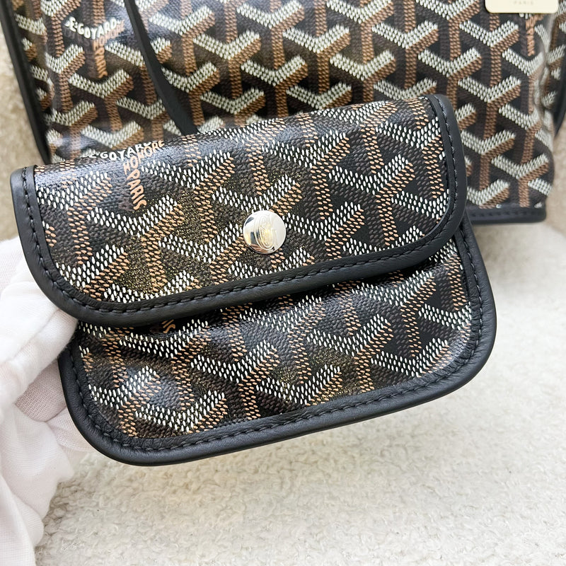 Goyard Mini Anjou Tote Bag in Black Goyardine Canvas and Leather