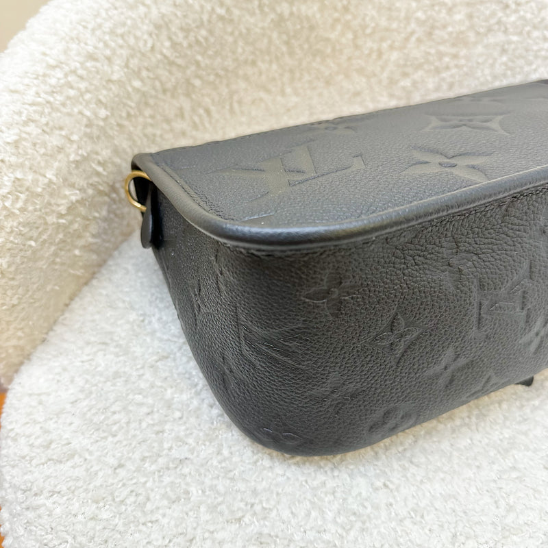 LV Diane Flap Bag in Black Monogram Empreinte Leather with Black Strap