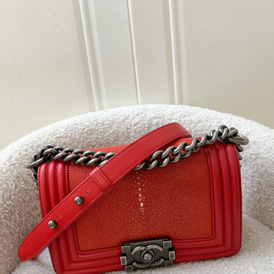 Chanel Small Boy Flap in Red Stingray Leather and RHW