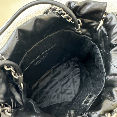 Chanel 22 Mini Hobo Handbag in Black Shiny Calfskin and SHW