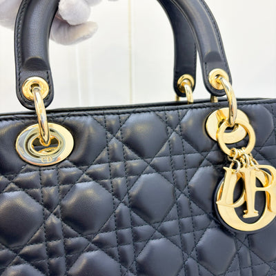 Dior Medium Lady Dior in Black Lambskin and GHW