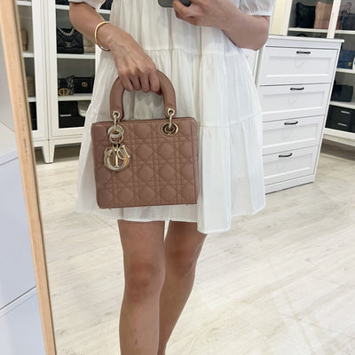 Dior Lady Dior ABCDior Small Bag in Blush Pink Lambskin and LGHW