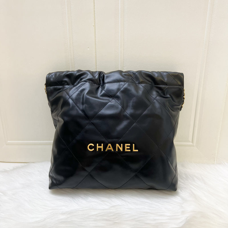 Chanel 22 Small Hobo Bag in Black Calfskin and AGHW