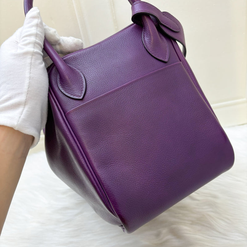 Hermes Lindy 30 in Dark Purple (Likely Cassis) Evercolor Leather and PHW