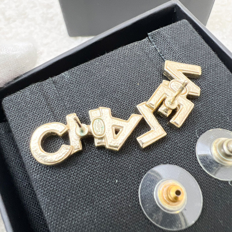 Chanel 20B CHANEL Logo Earrings with Crystals in AGHW