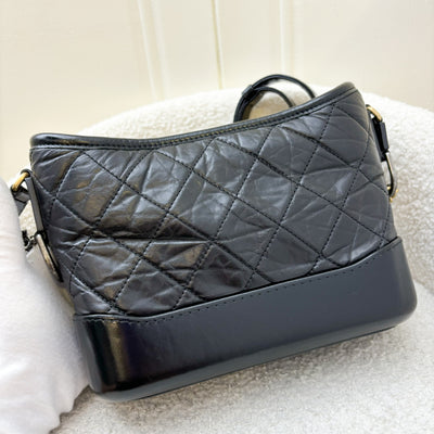 Chanel Small Gabrielle Hobo in Black Distressed Calfskin and 3-Tone HW