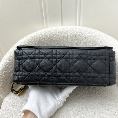 Dior Medium Caro Flap Bag in Black Grained Calfskin and GHW