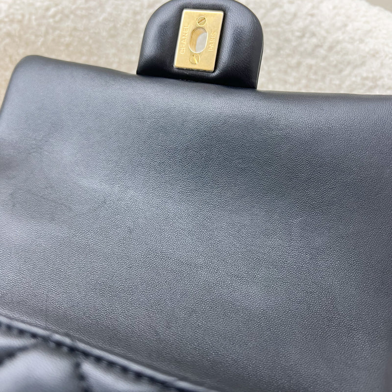 Chanel Top Handle Mini Rectangle Flap in Black Lambskin and GHW