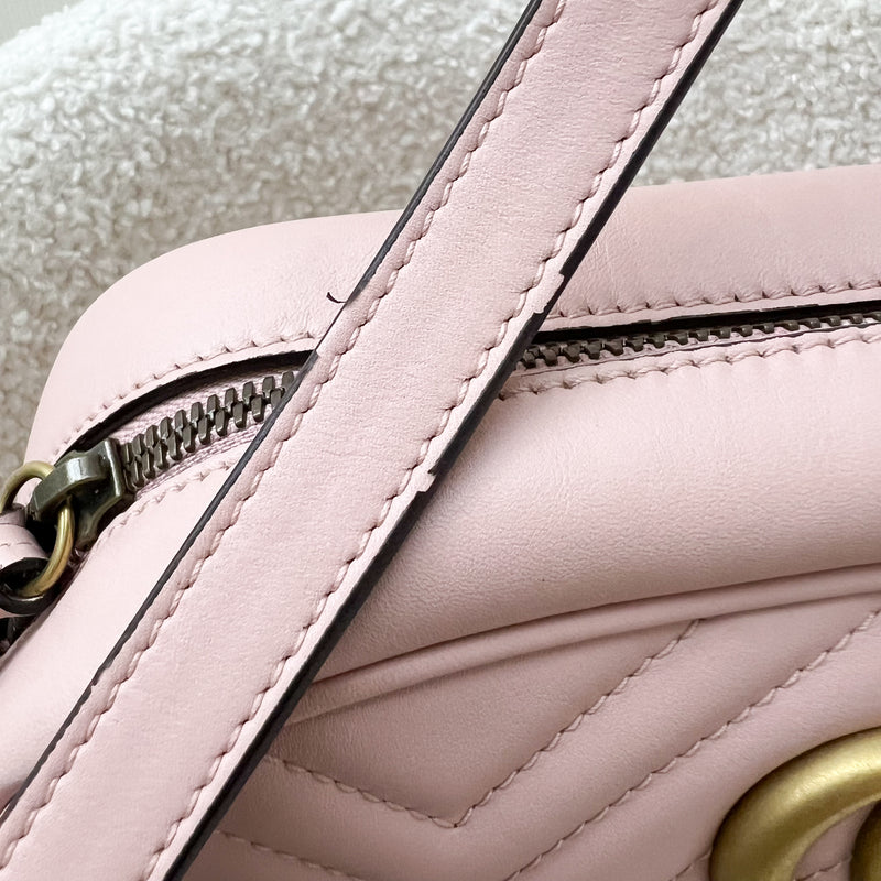 Gucci Marmont Small Camera Bag in Dusty Pink Calfskin and AGHW